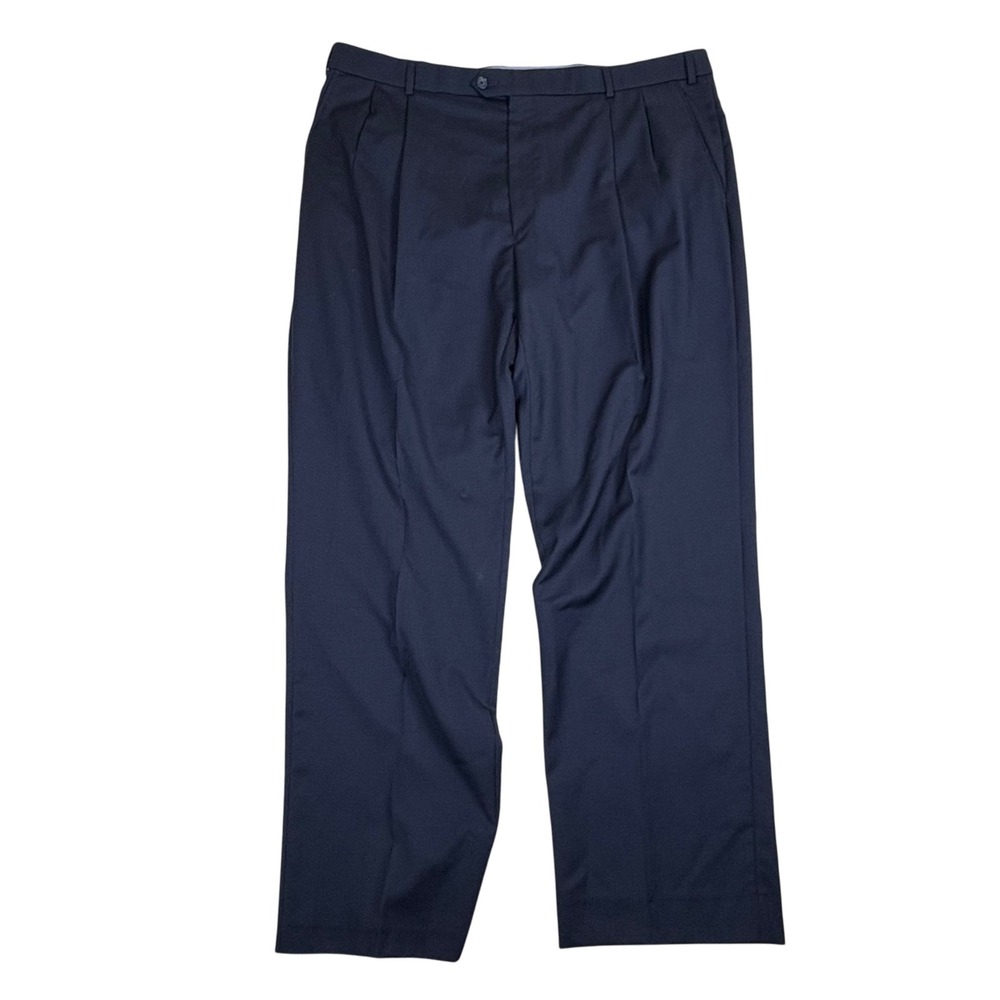 Ballin Mens Navy Blue Dress Pants 42 Wool Super 120s Comfort-Eze Pleated